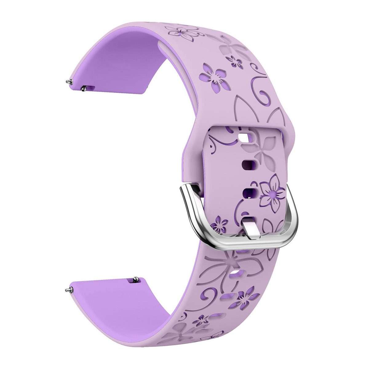 18mm Dual Color Engraved Silicone Watch Band(Lavender Purple)