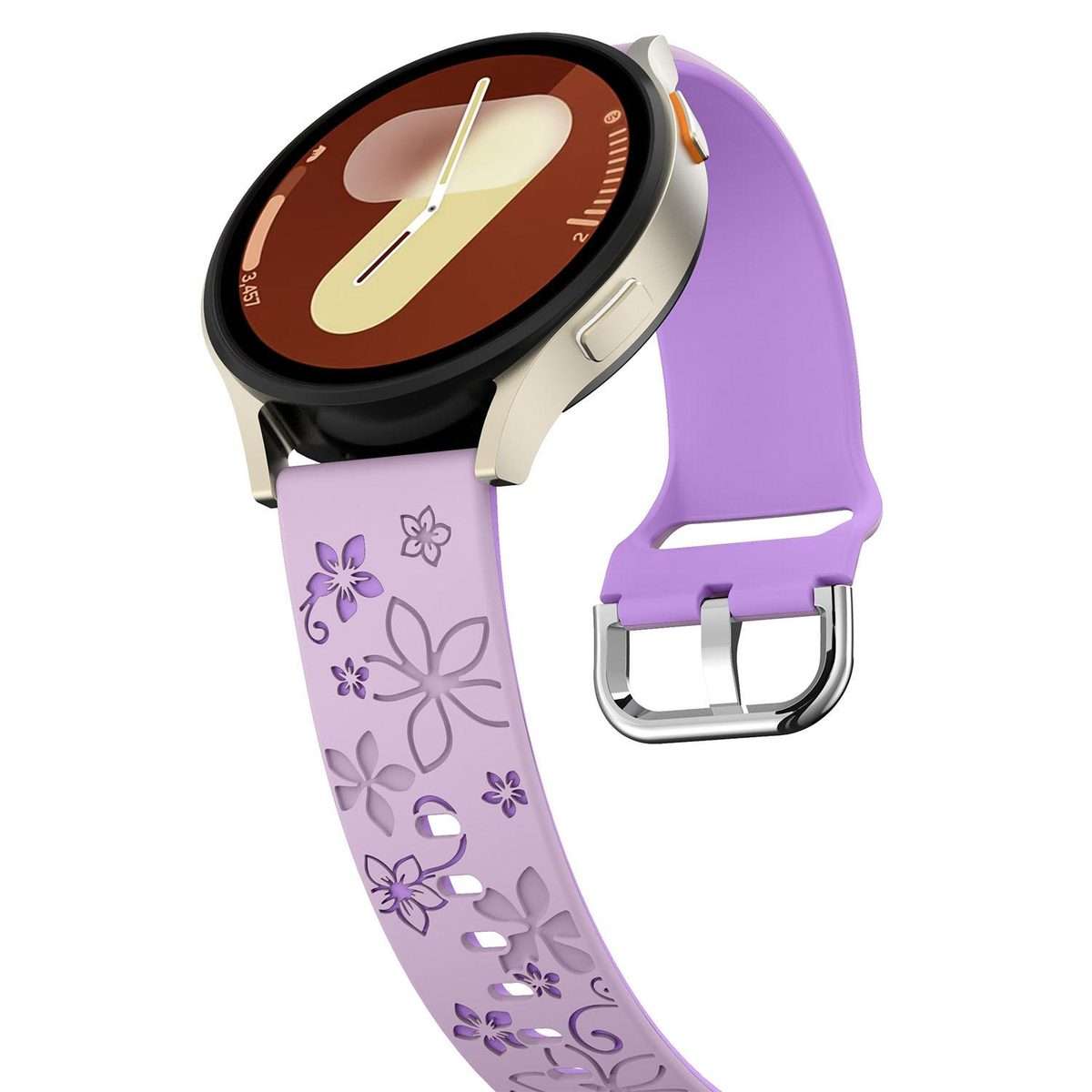 18mm Dual Color Engraved Silicone Watch Band(Lavender Purple)