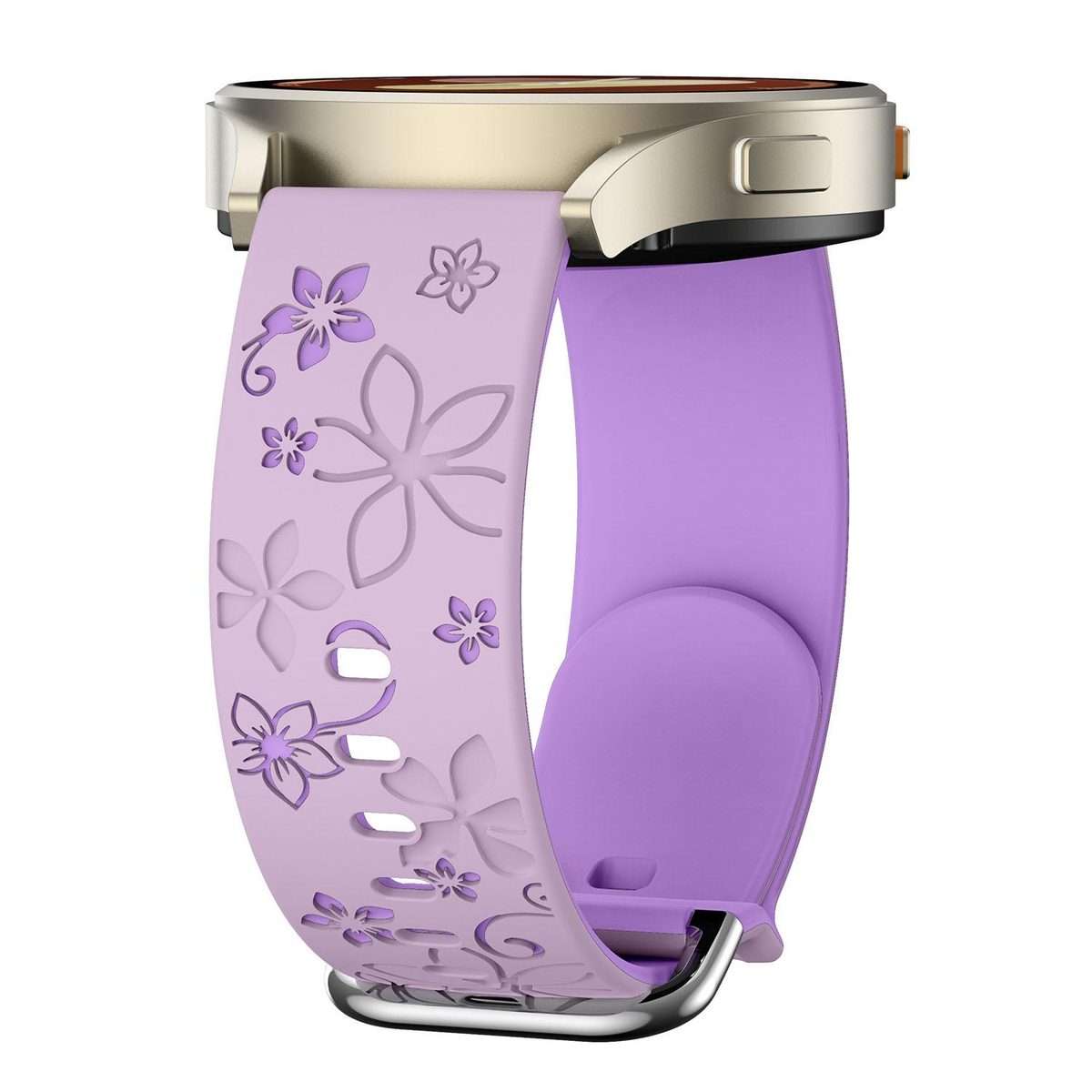 18mm Dual Color Engraved Silicone Watch Band(Lavender Purple)