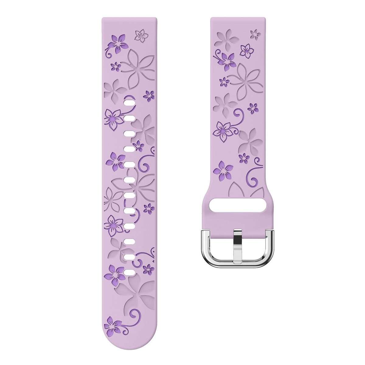 18mm Dual Color Engraved Silicone Watch Band(Lavender Purple)