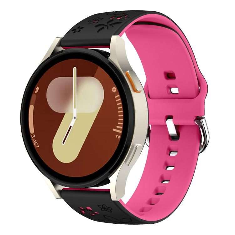 18mm Dual Color Engraved Silicone Watch Band(Black Pink)