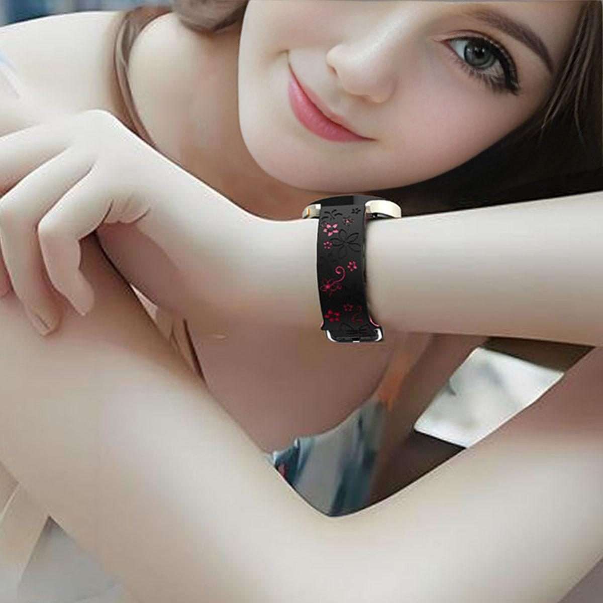 18mm Dual Color Engraved Silicone Watch Band(Black Pink)