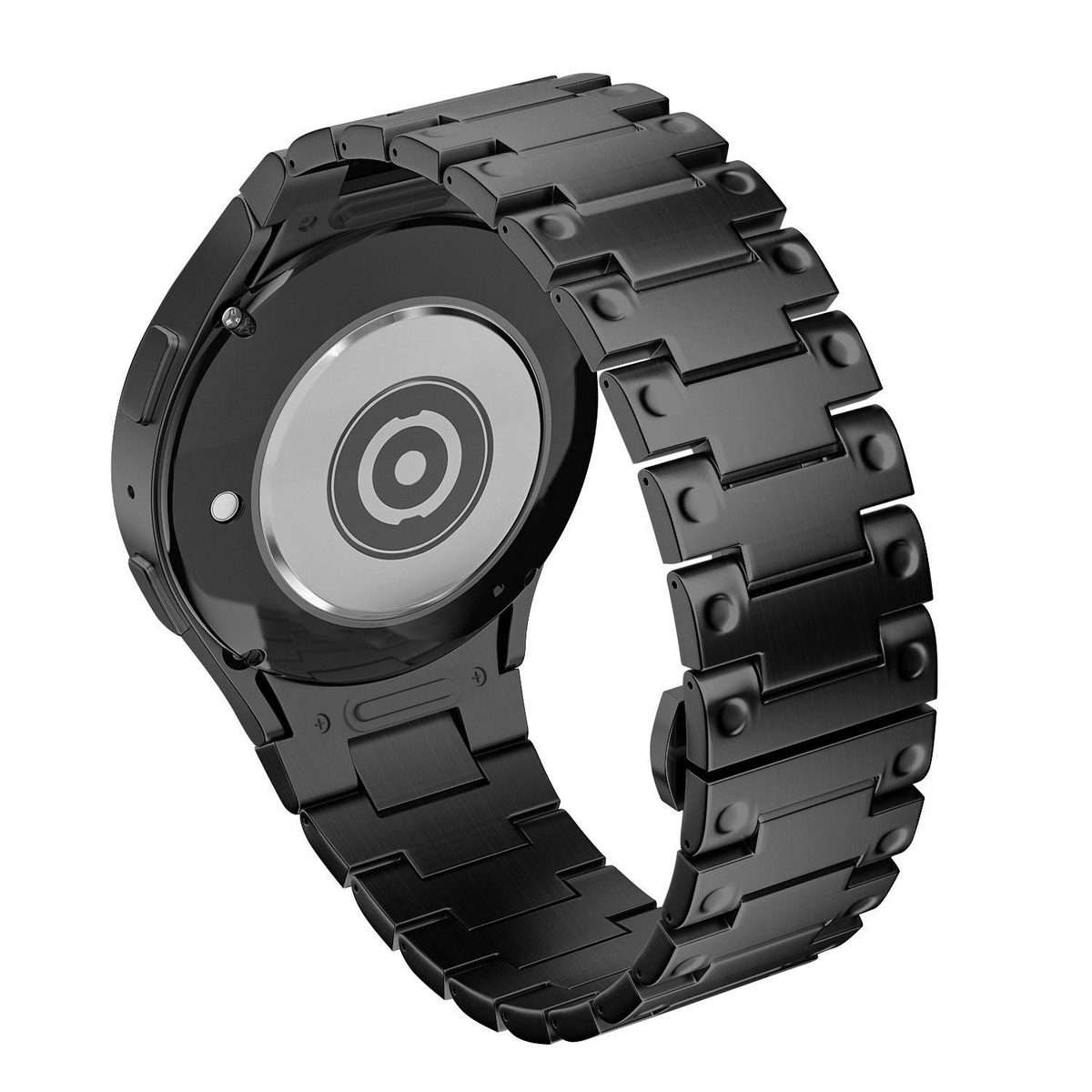 For Samsung Galaxy Watch FE / 7 / 6 / 5 / 4 Push Button Mechanical Style Butterfly Cla ... (Black)
