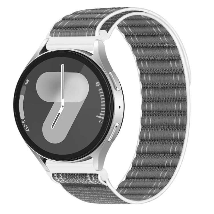 20mm Press Button Wave Texture Nylon Hook And Loop Fastener Watch Band(Grey)