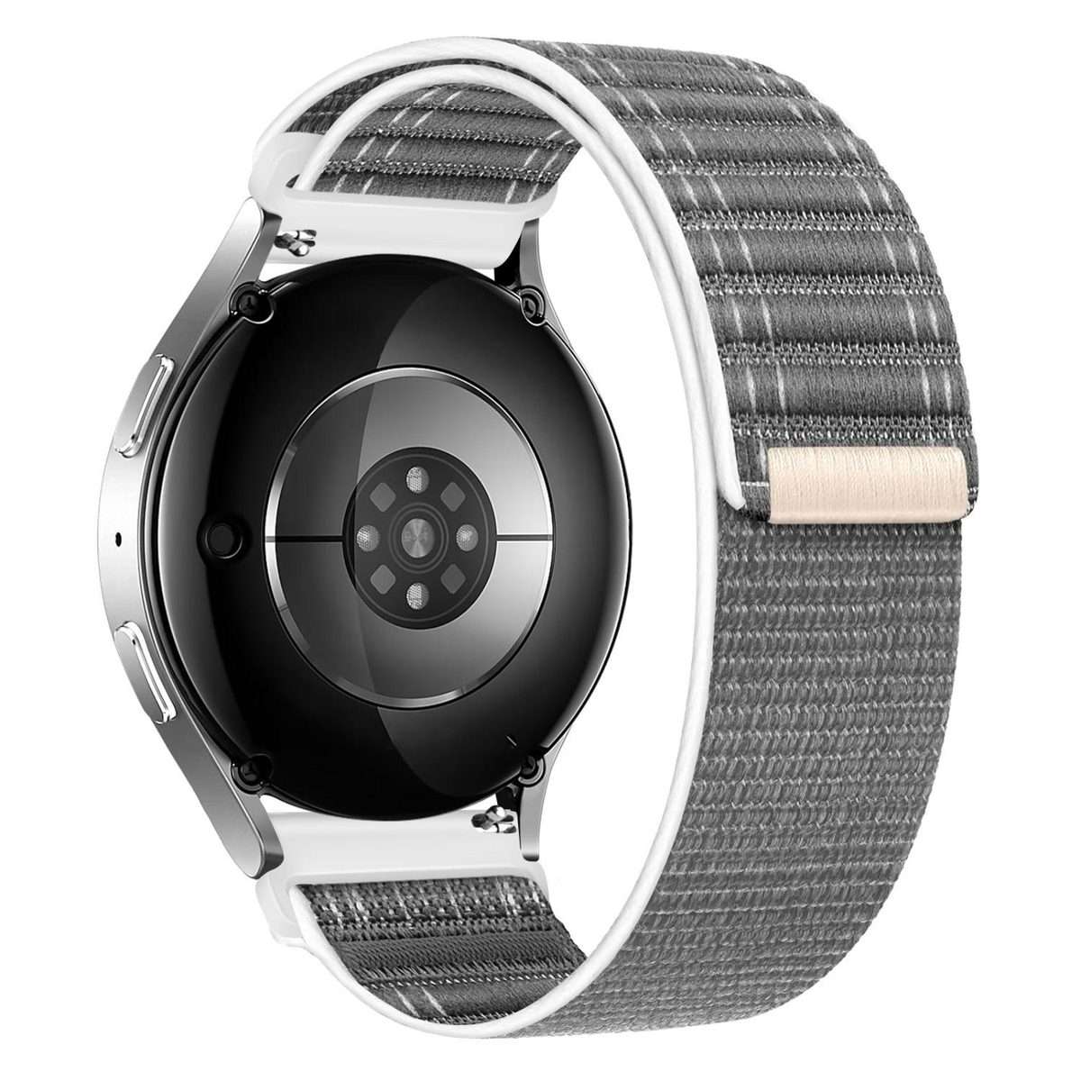 20mm Press Button Wave Texture Nylon Hook And Loop Fastener Watch Band(Grey)