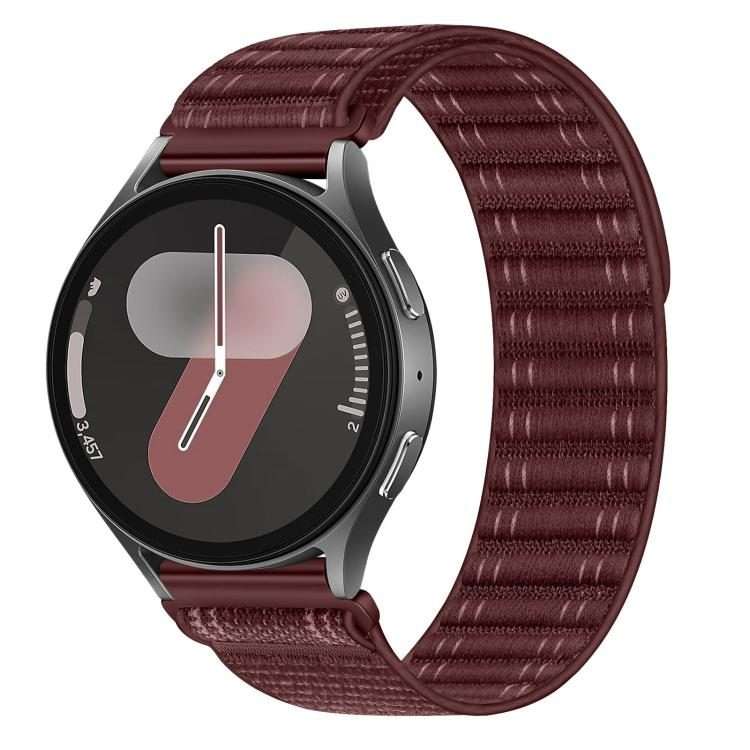 20mm Press Button Wave Texture Nylon Hook And Loop Fastener Watch Band(Wine Red)