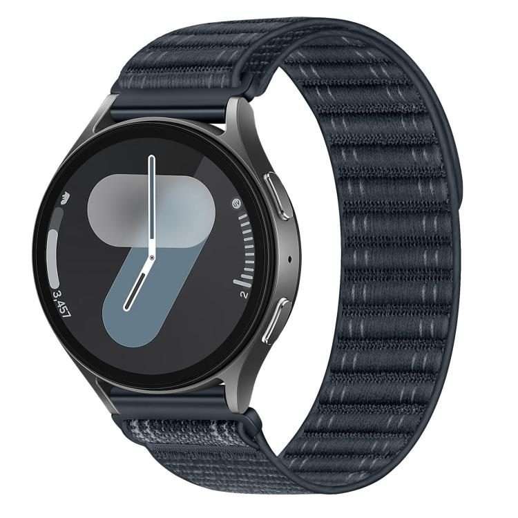 20mm Press Button Wave Texture Nylon Hook And Loop Fastener Watch Band(Navy Blue)