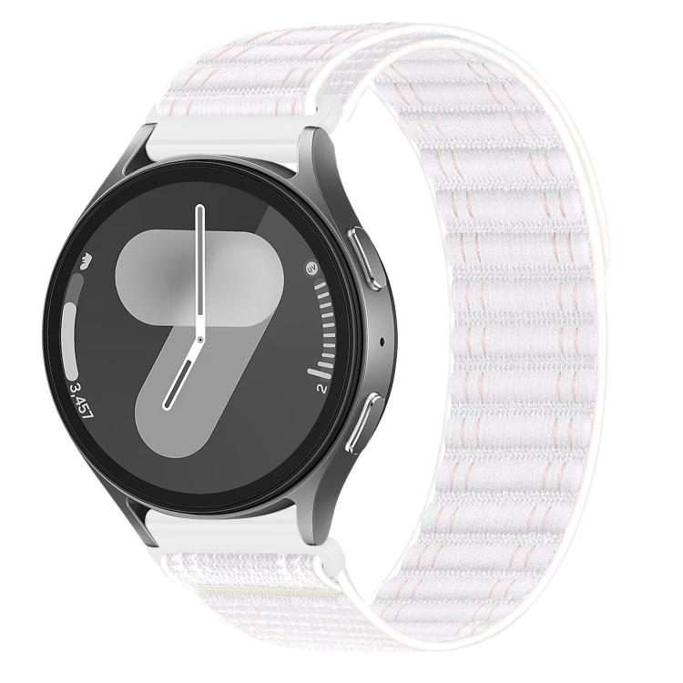 20mm Press Button Wave Texture Nylon Hook And Loop Fastener Watch Band(Pinkish White)