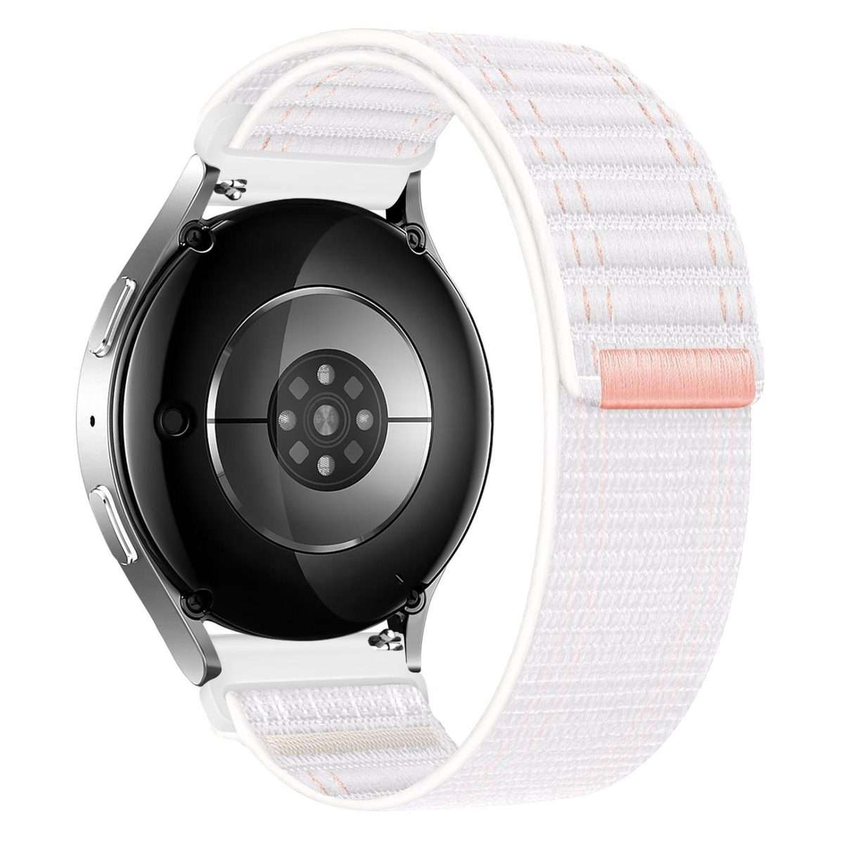 20mm Press Button Wave Texture Nylon Hook And Loop Fastener Watch Band(Pinkish White)