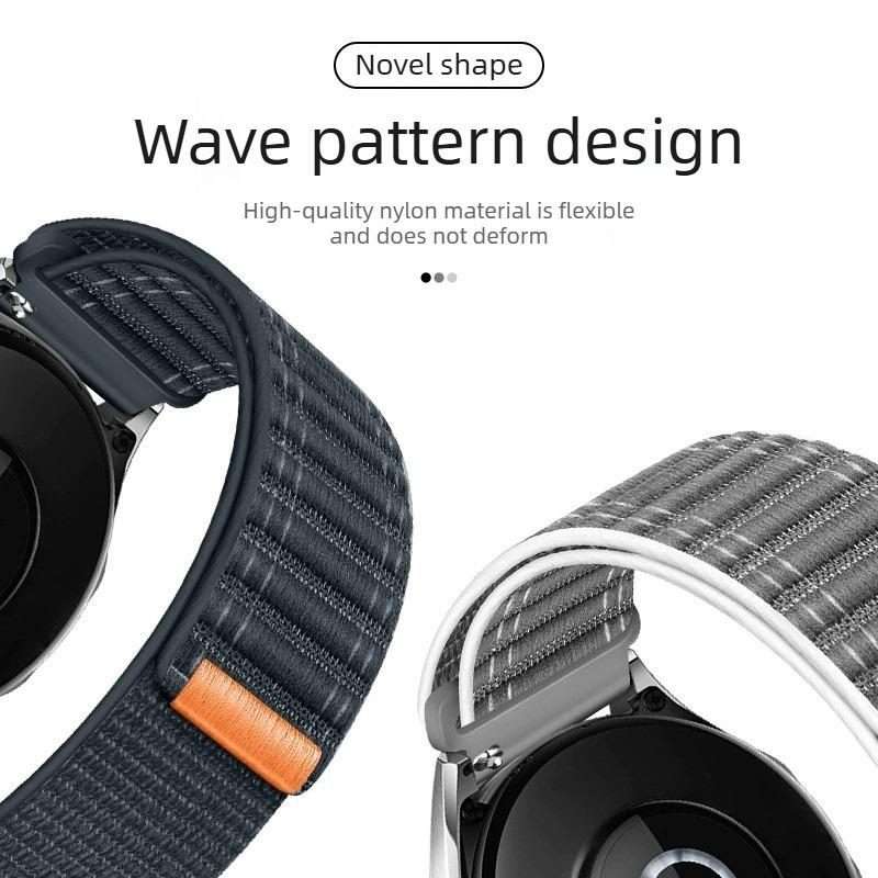 20mm Press Button Wave Texture Nylon Hook And Loop Fastener Watch Band(Pinkish White)