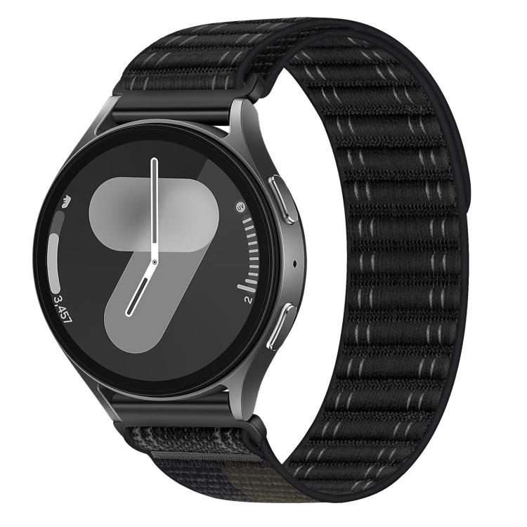 22mm Press Button Wave Texture Nylon Hook And Loop Fastener Watch Band(Black)