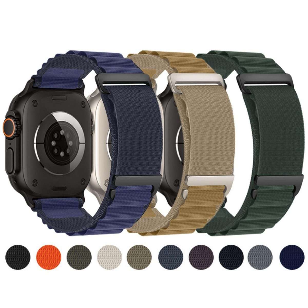 For Apple Watch 46mm / 49mm / 45mm / 44mm C Buckle Two-Section High Mountain Loop ... (Blue Grey)