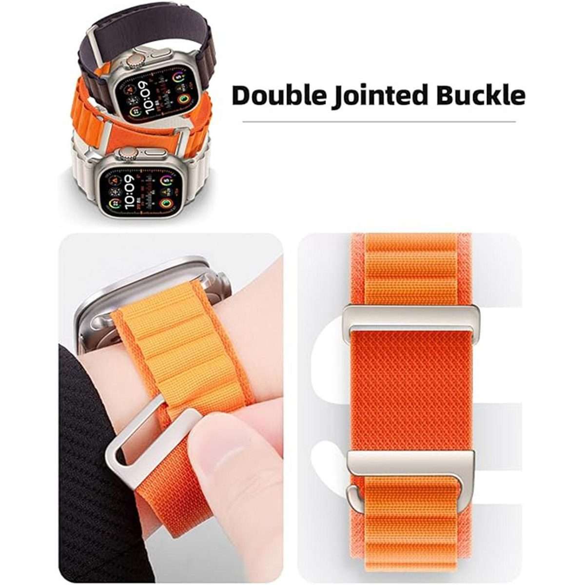 For Apple Watch 46mm / 49mm / 45mm / 44mm C Buckle Two-Section High Mountain Loop ... (Blue Grey)