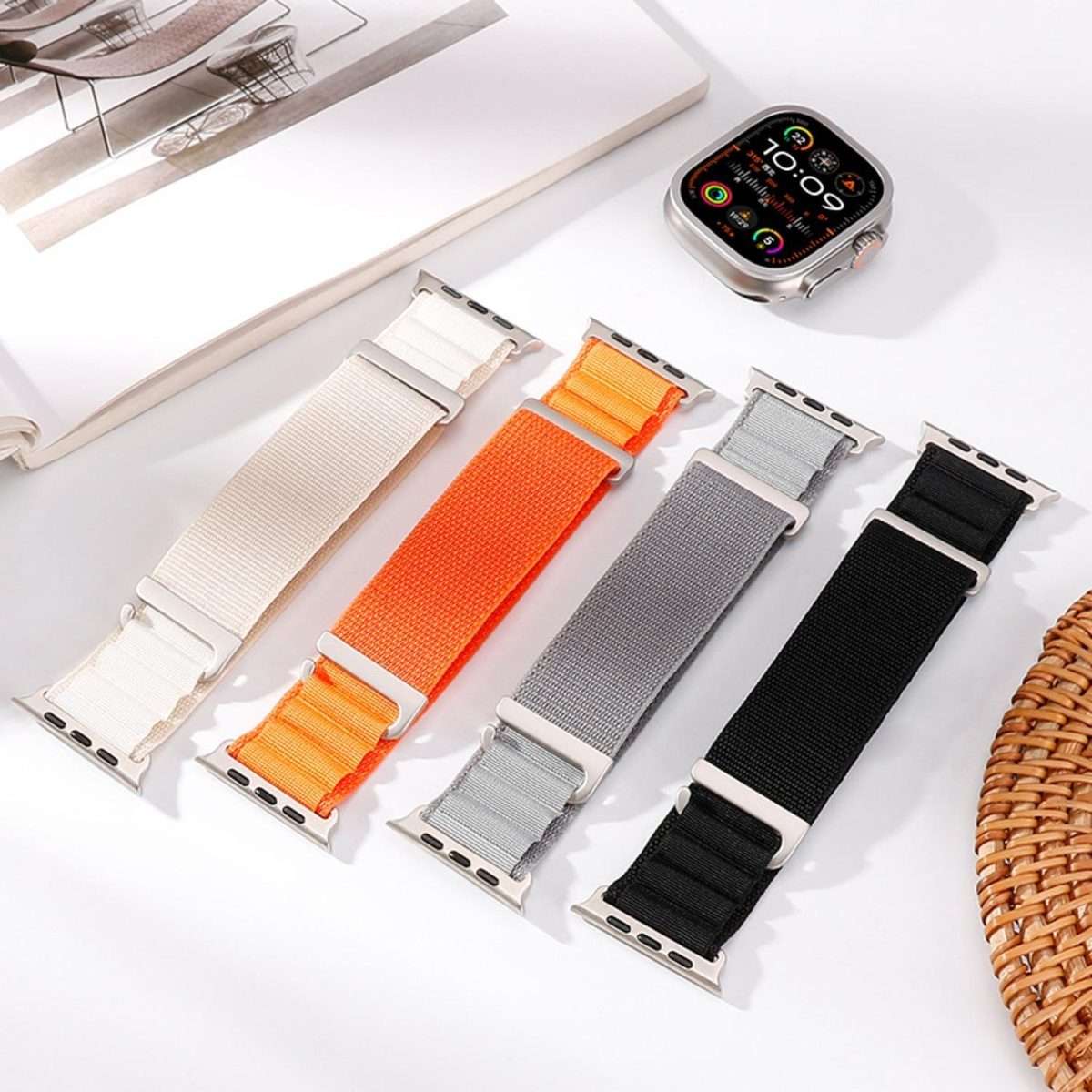 For Apple Watch 46mm / 49mm / 45mm / 44mm C Buckle Two-Section High Mountain Loop ... (Blue Grey)