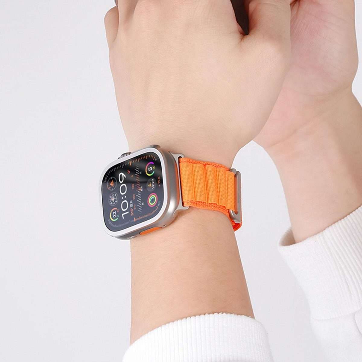 For Apple Watch 46mm / 49mm / 45mm / 44mm C Buckle Two-Section High Mountain Loop ... (Blue Grey)