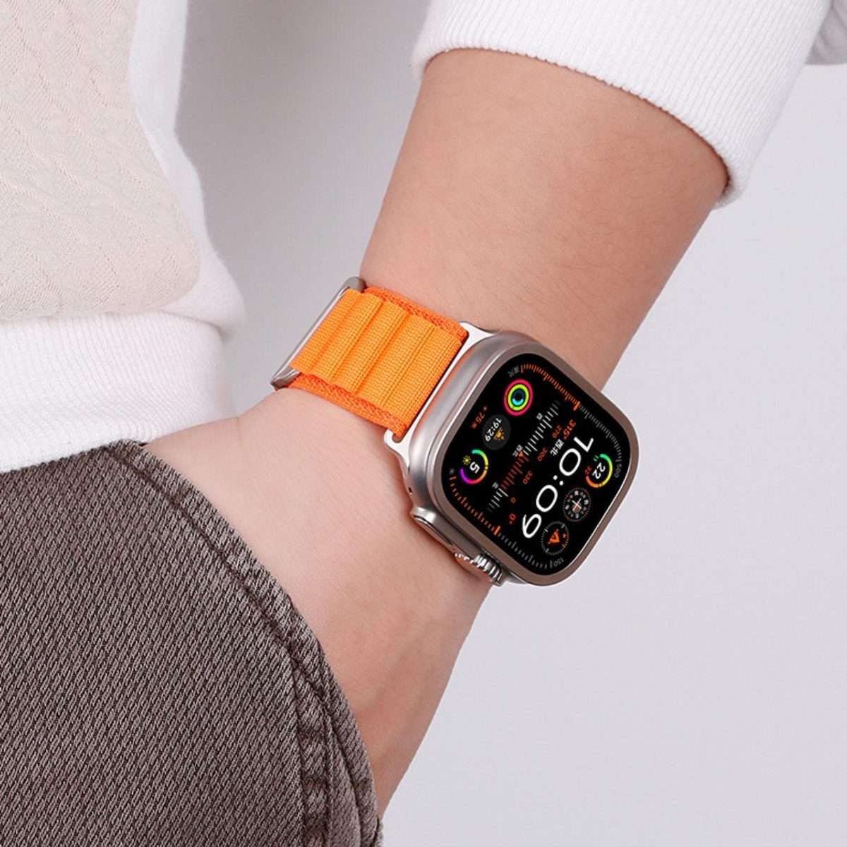 For Apple Watch 46mm / 49mm / 45mm / 44mm C Buckle Two-Section High Mountain Loop ... (Blue Grey)