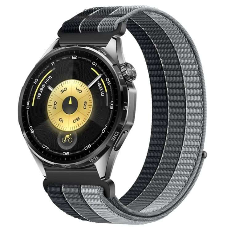 18mm Triple-Loop Nylon Woven Hook and Loop Fastener Watch Band(Black)