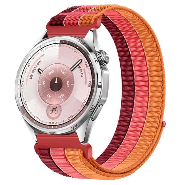 18mm Triple-Loop Nylon Woven Hook and Loop Fastener Watch Band(Red)