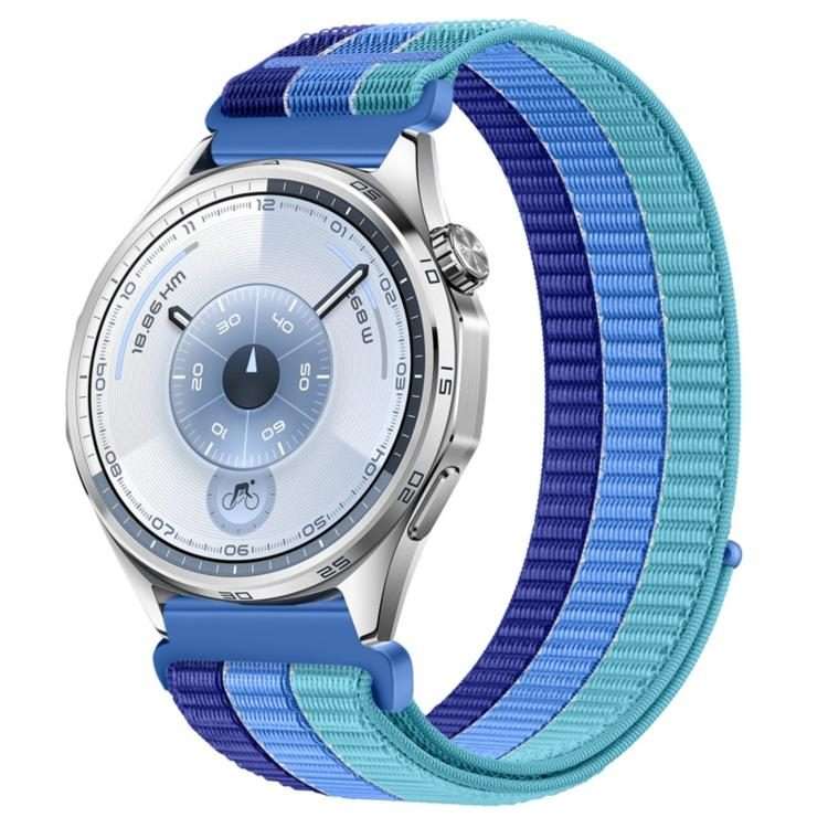 18mm Triple-Loop Nylon Woven Hook and Loop Fastener Watch Band(Blue)