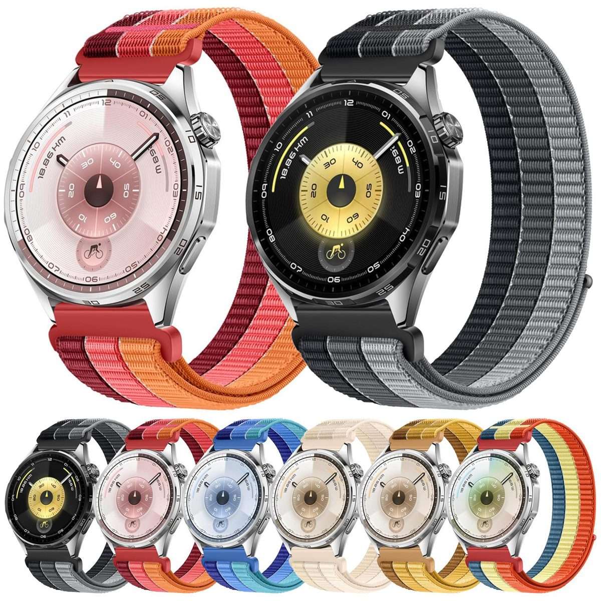 18mm Triple-Loop Nylon Woven Hook and Loop Fastener Watch Band(Starlight)