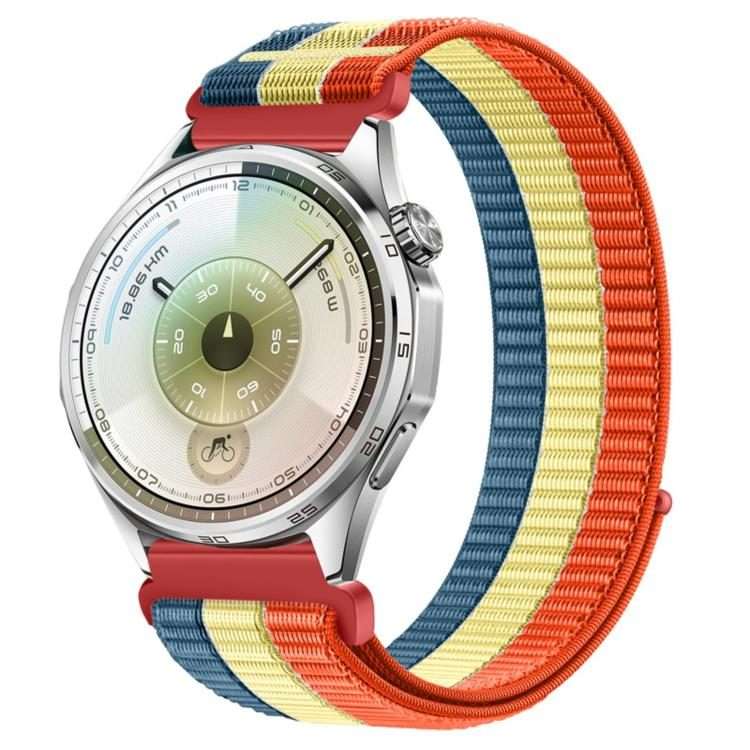 22mm Triple-Loop Nylon Woven Hook and Loop Fastener Watch Band(Rainbow)