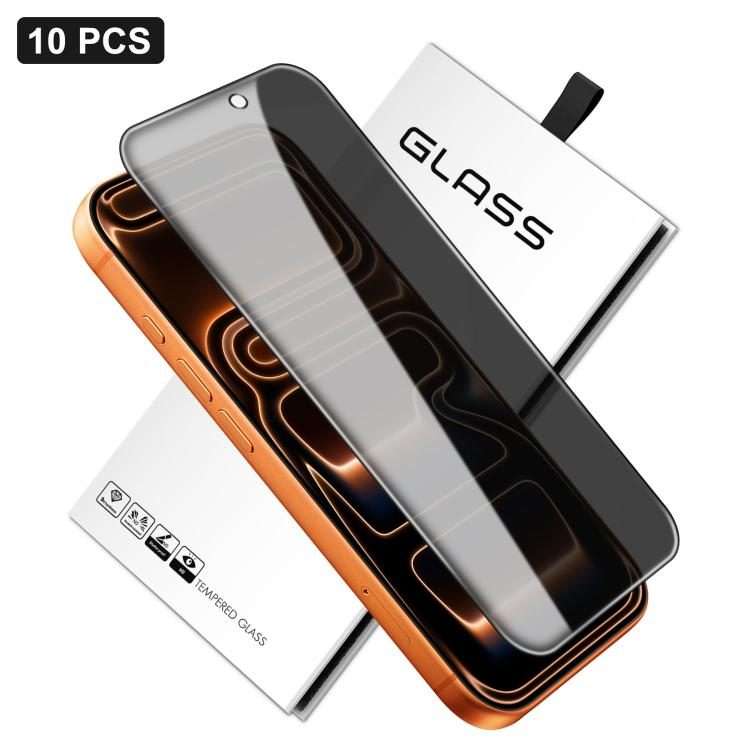 For iPhone 17 Pro Max 10pcs 360-Degree Privacy Silk-Screen Print Large Curved Edge High-Aluminium