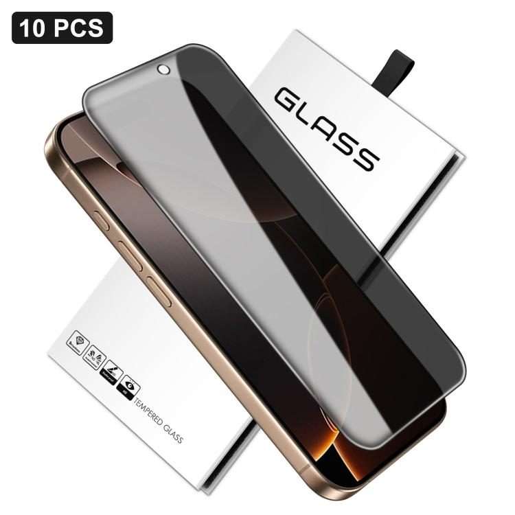 For iPhone 16 Pro Max 10pcs 360-Degree Privacy Silk-Screen Print Large Curved Edge High-Aluminium