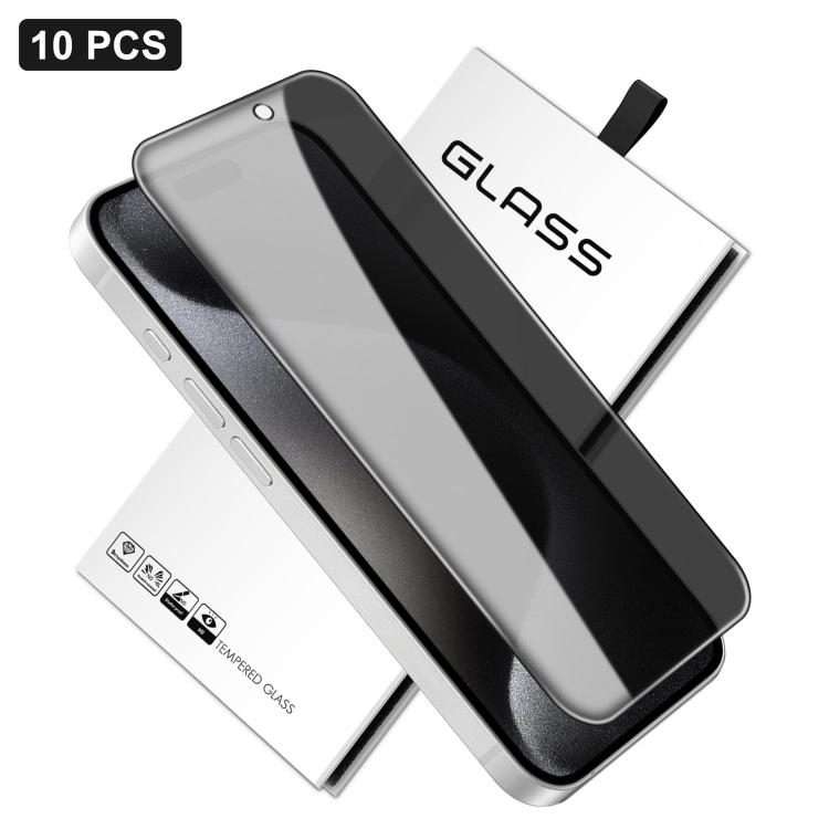 For iPhone 15 Pro Max 10pcs 360-Degree Privacy Silk-Screen Print Large Curved Edge High-Aluminium