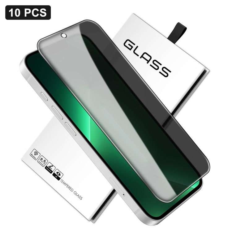 For iPhone 13 Pro Max 10pcs 360-Degree Privacy Silk-Screen Print Large Curved Edge High-Aluminium