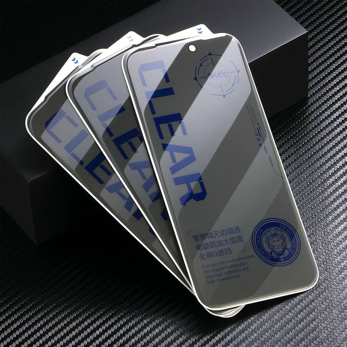 For iPhone 15 Pro Max 10pcs 3D Curved Zero Edge Borderless Privacy Tempered Glass Film