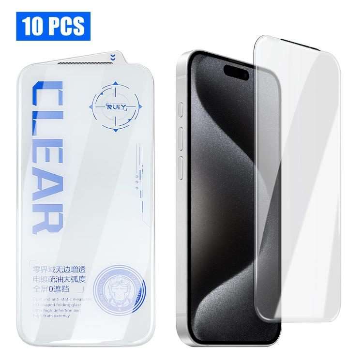 For iPhone 16 Pro Max 10pcs 3D Curved Edge Zero-Border Borderless HD Tempered Glass Film