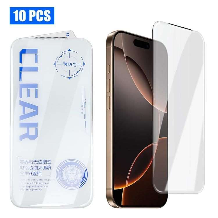 For iPhone 15 Pro Max 10pcs 3D Curved Edge Zero-Border Borderless HD Tempered Glass Film