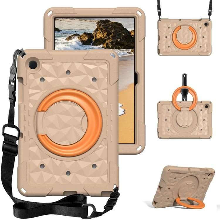 For Samsung Galaxy Tab A11+ / A9+ Magic Ring Rotation Holder Shockproof Tablet C ... (Khaki+Orang)