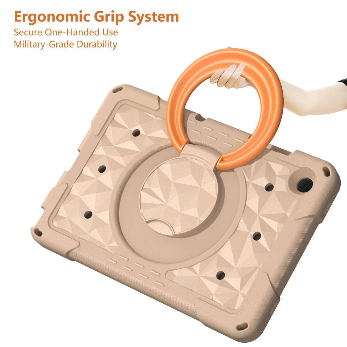For Samsung Galaxy Tab A11+ / A9+ Magic Ring Rotation Holder Shockproof Tablet C ... (Khaki+Orang)