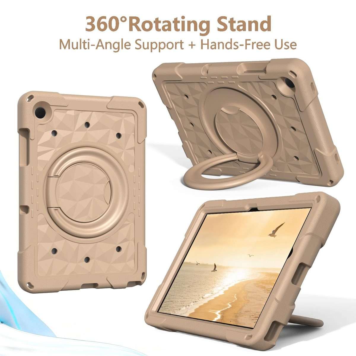 For Samsung Galaxy Tab A11+ / A9+ Magic Ring Rotation Holder Shockproof Tablet Case wi ... (Khaki)
