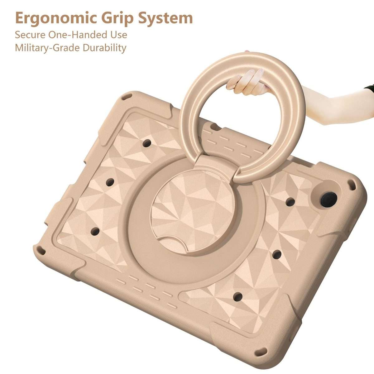 For Samsung Galaxy Tab A11+ / A9+ Magic Ring Rotation Holder Shockproof Tablet Case wi ... (Khaki)