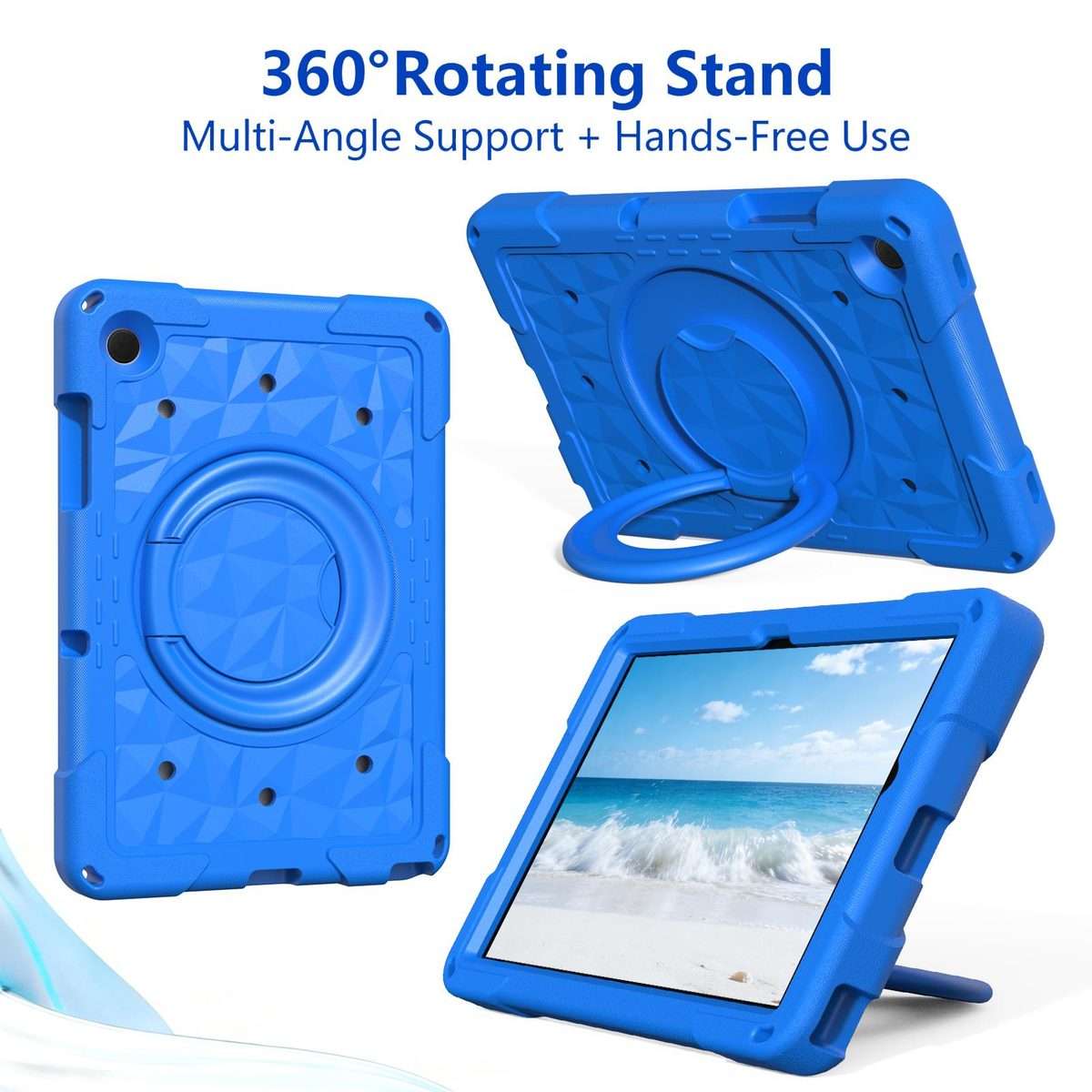 For Samsung Galaxy Tab A11+ / A9+ Magic Ring Rotation Holder Shockproof Tablet Case wit ... (Blue)