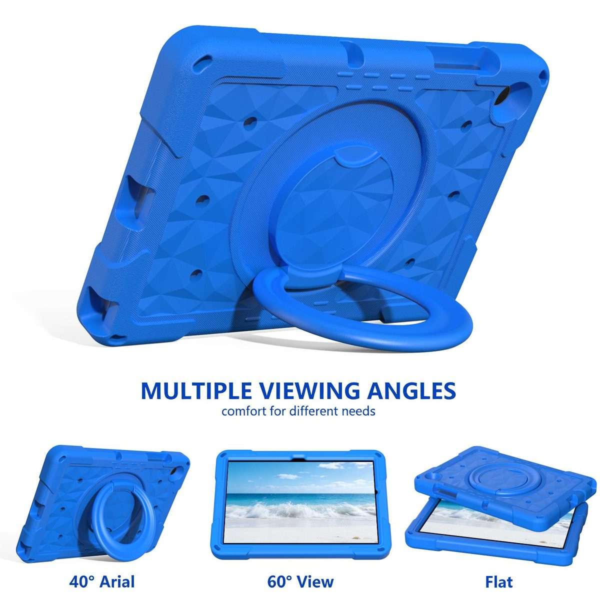 For Samsung Galaxy Tab A11+ / A9+ Magic Ring Rotation Holder Shockproof Tablet Case wit ... (Blue)