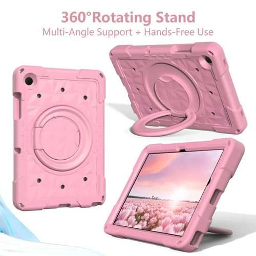 For Samsung Galaxy Tab A11+ / A9+ Magic Ring Rotation Holder Shockproof Tablet Case wit ... (Pink)