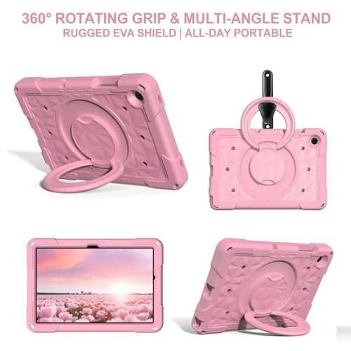 For Samsung Galaxy Tab A11+ / A9+ Magic Ring Rotation Holder Shockproof Tablet Case wit ... (Pink)
