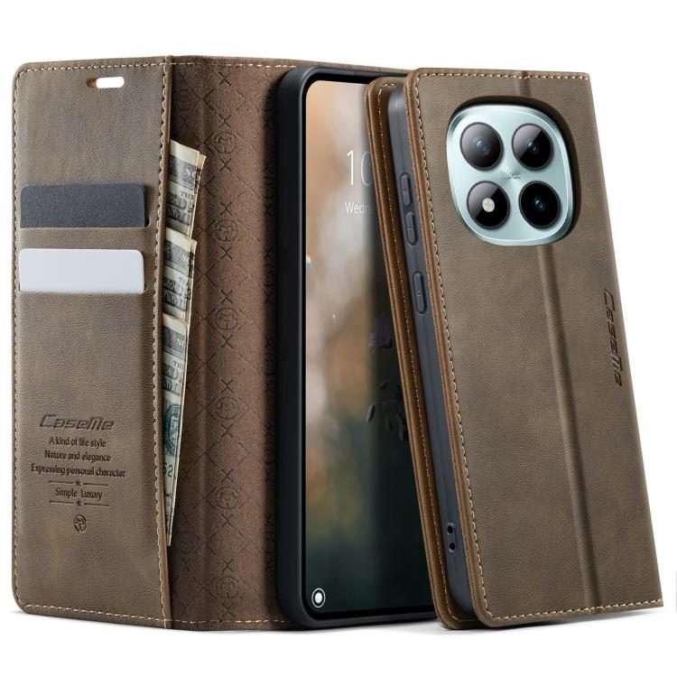 For Redmi Note 15 Pro+ 5G Global 163.3mm CaseMe 033 Calf Leather Lining Microfibre RF ... (Coffee)