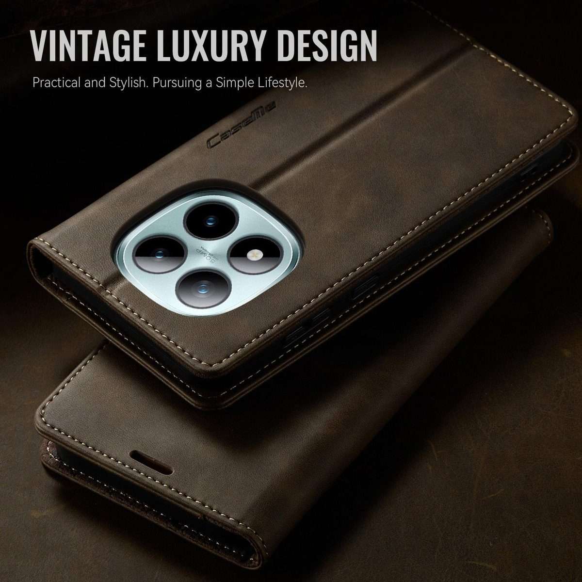 For Redmi Note 15 Pro+ 5G Global 163.3mm CaseMe 033 Calf Leather Lining Microfibre RF ... (Coffee)