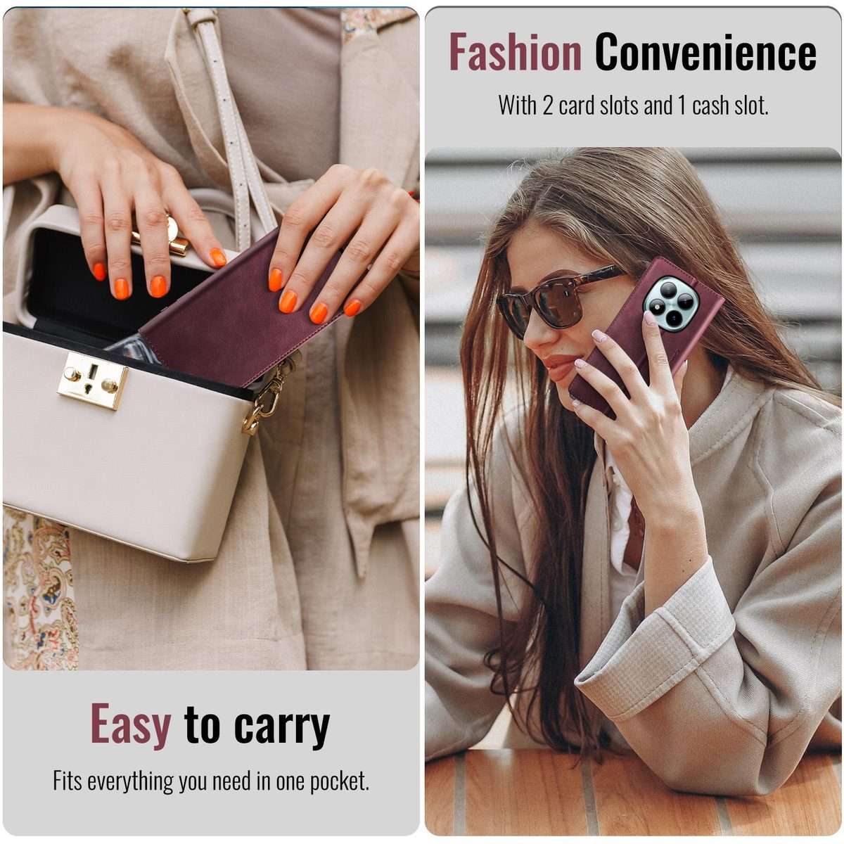 For Redmi Note 15 Pro+ 5G Global 163.3mm CaseMe 033 Calf Leather Lining Microfibre RFID ... (Red)