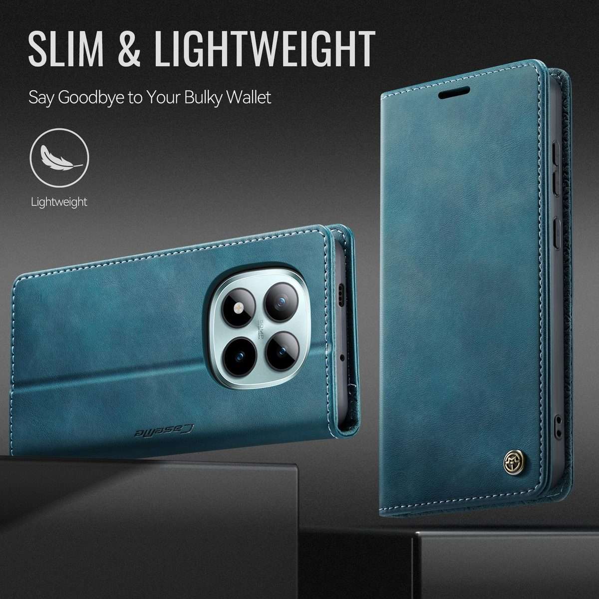 For Redmi Note 15 Pro+ 5G Global 163.3mm CaseMe 033 Calf Leather Lining Microfibre RFI ... (Green)