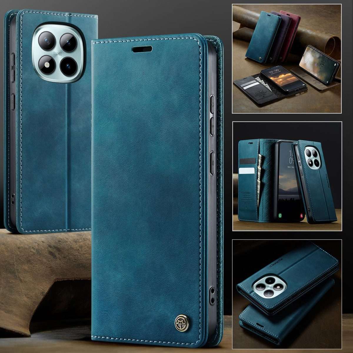 For Redmi Note 15 Pro+ 5G Global 163.3mm CaseMe 033 Calf Leather Lining Microfibre RFI ... (Green)