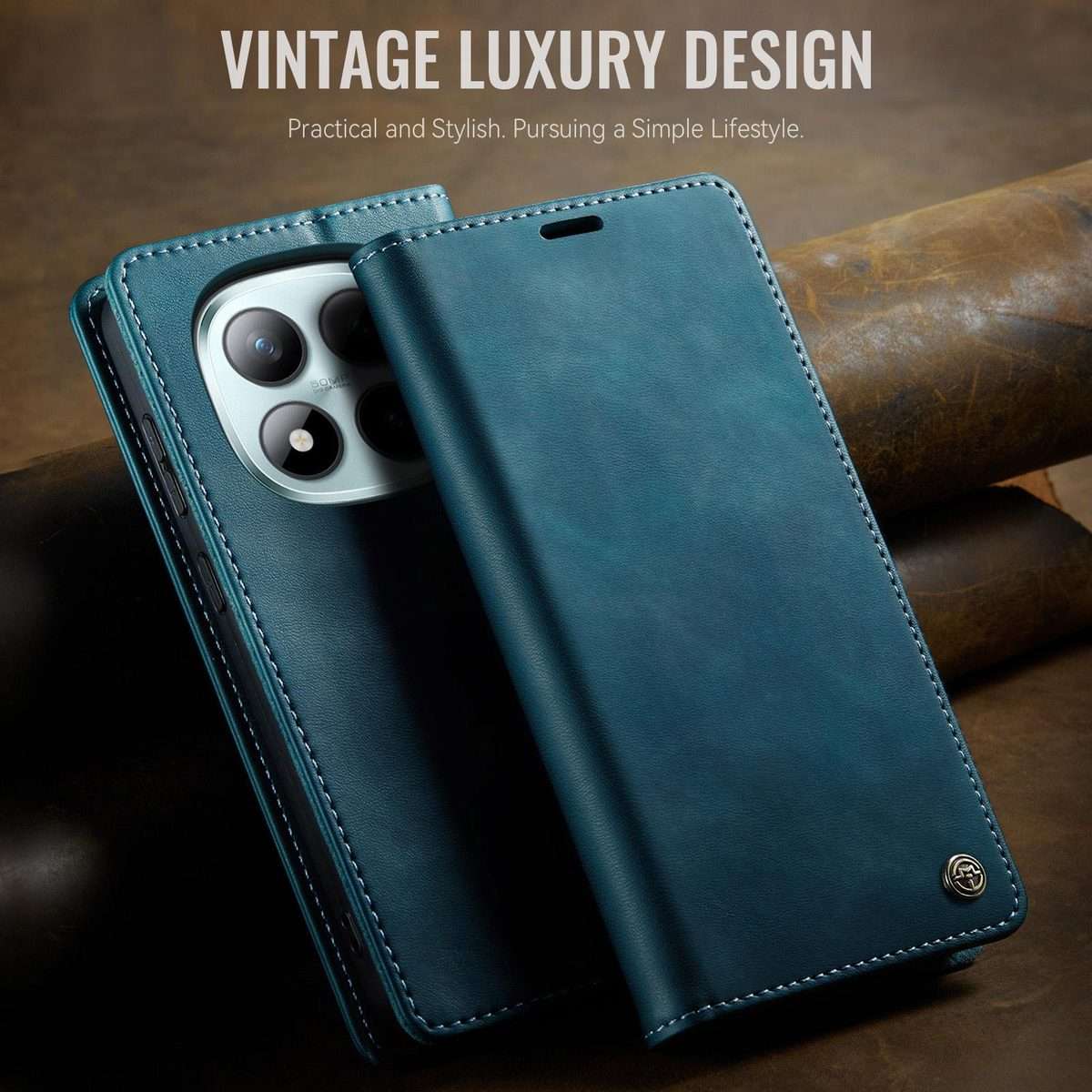 For Redmi Note 15 Pro+ 5G Global 163.3mm CaseMe 033 Calf Leather Lining Microfibre RFI ... (Green)