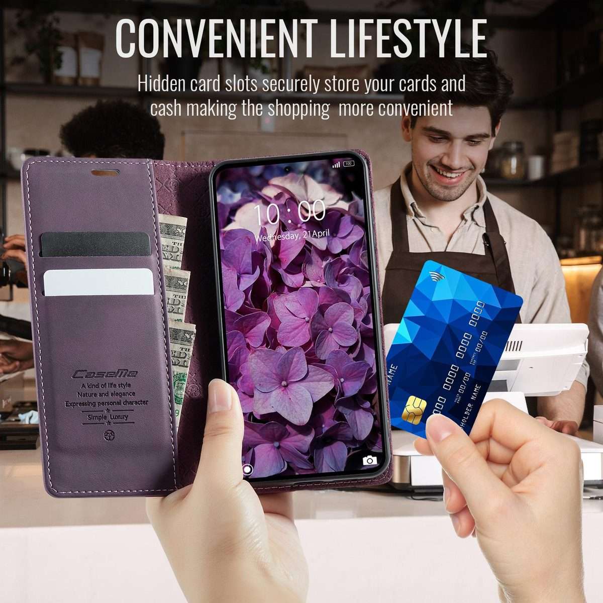 For Redmi Note 15 Pro+ 5G Global 163.3mm CaseMe 033 Calf Leather Lining Microfibre RF ... (Purple)