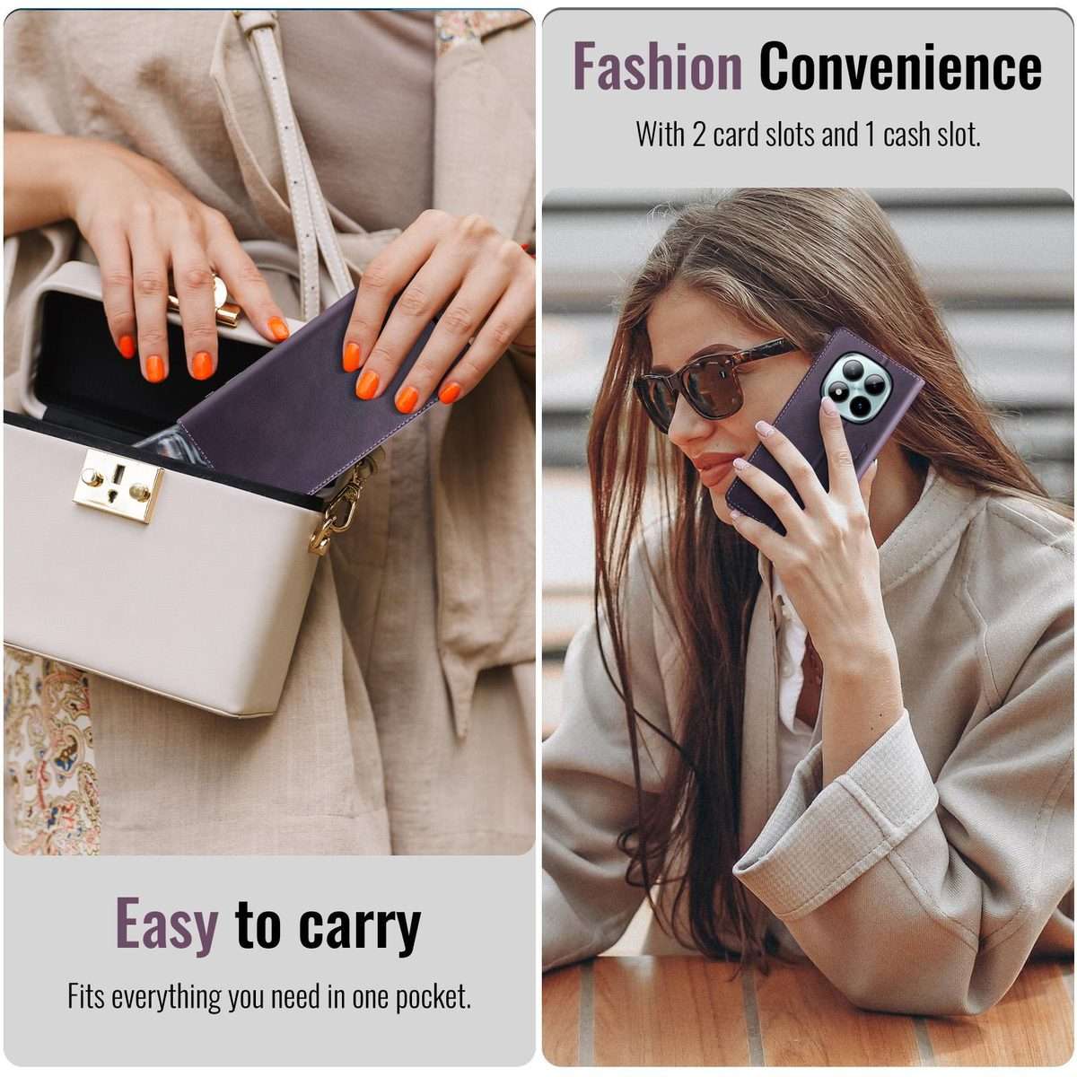 For Redmi Note 15 Pro+ 5G Global 163.3mm CaseMe 033 Calf Leather Lining Microfibre RF ... (Purple)