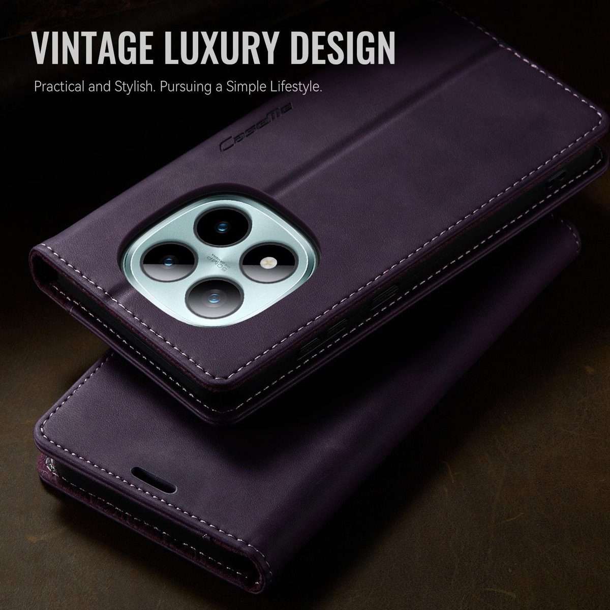 For Redmi Note 15 Pro+ 5G Global 163.3mm CaseMe 033 Calf Leather Lining Microfibre RF ... (Purple)