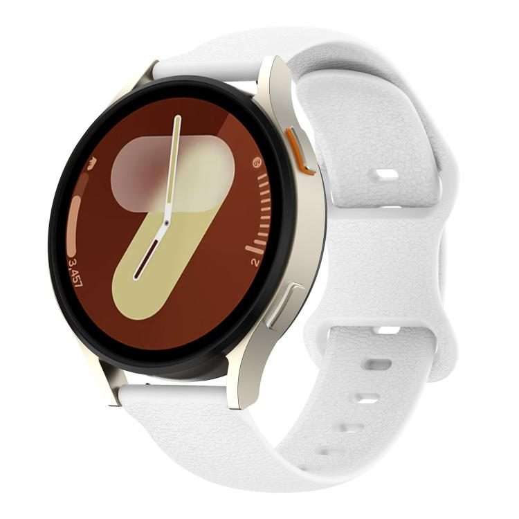 18mm Lychee Texture Butterfly Clasp Solid Color Silicone Watch Band(White)